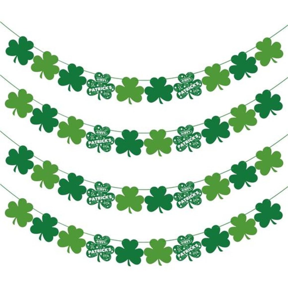 St Patricks Day Decorations - 40 Pack Shamrock Clover Banner - Shamrock